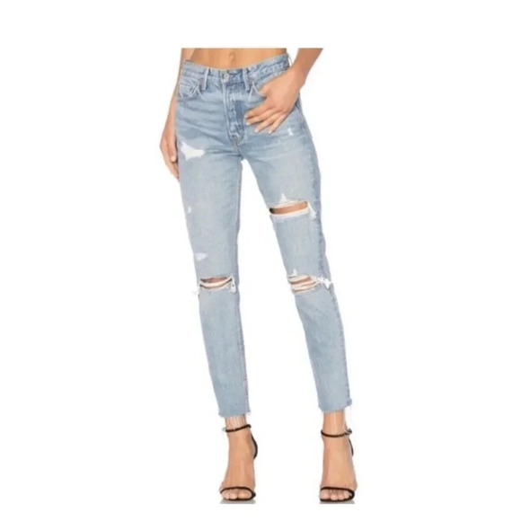 GRLFRND Karolina Distressed High Rise Skinny No‎ Stretch Jean Size 24 - Picture 1 of 11